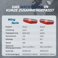 Addview Wing M Dynamo Rücklicht mit Standlicht - LED Beleuchtung für 80/50mm Befestigung